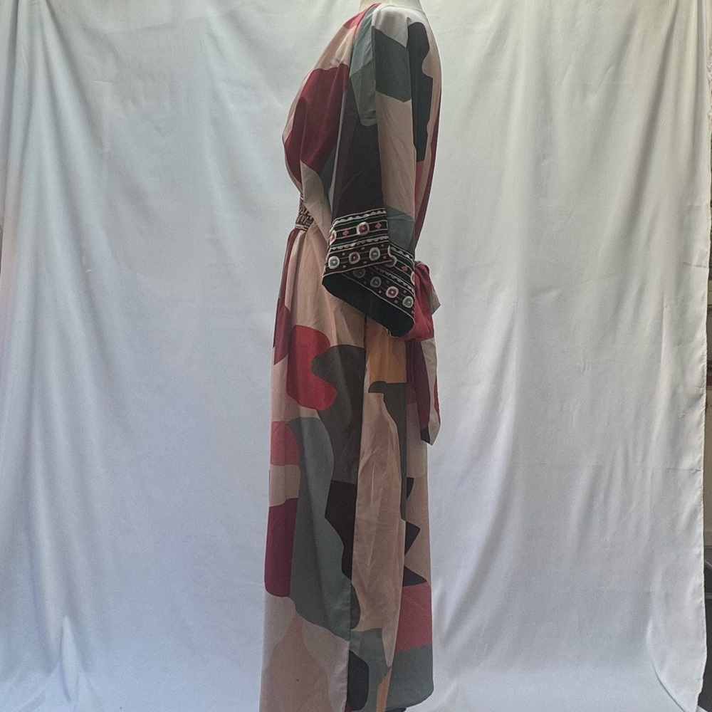 eShakti Multicolor Midi Caftan Dress - Picture 5 of 7